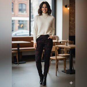 LG Lena Gabrielle Floral Black Pants for Women size 4